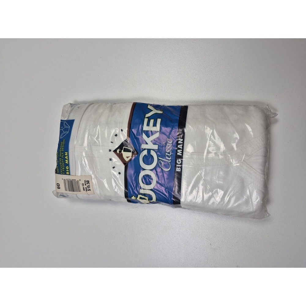 Jockey Briefs Mens 60 White Classic Big Man 2 Pack 100% Cotton Underwear Y-Front